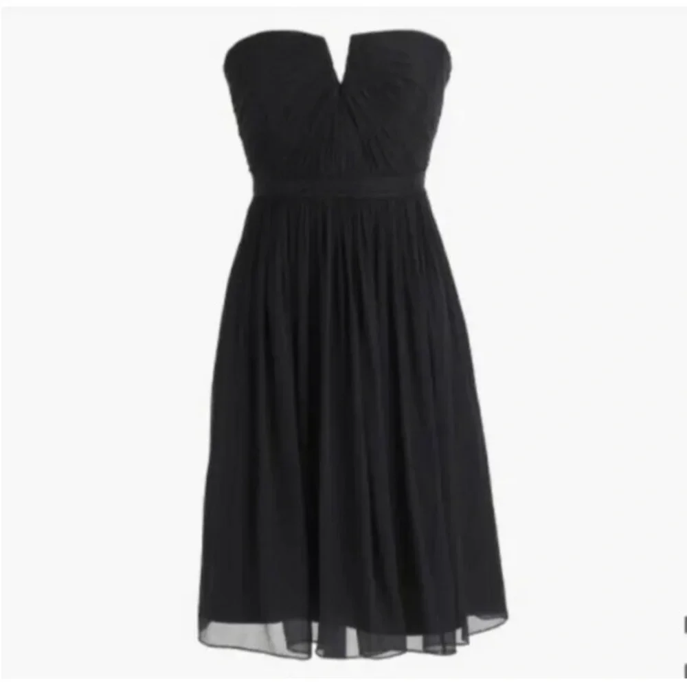 J Crew Nadia Dress Size 4 Black Silk Chiffon Weddings & Parties Womens NWT